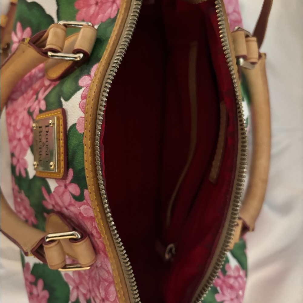Dooney & Bourke Pink and Green Floral Satchel with matching coin purse - Picture 5 of 5